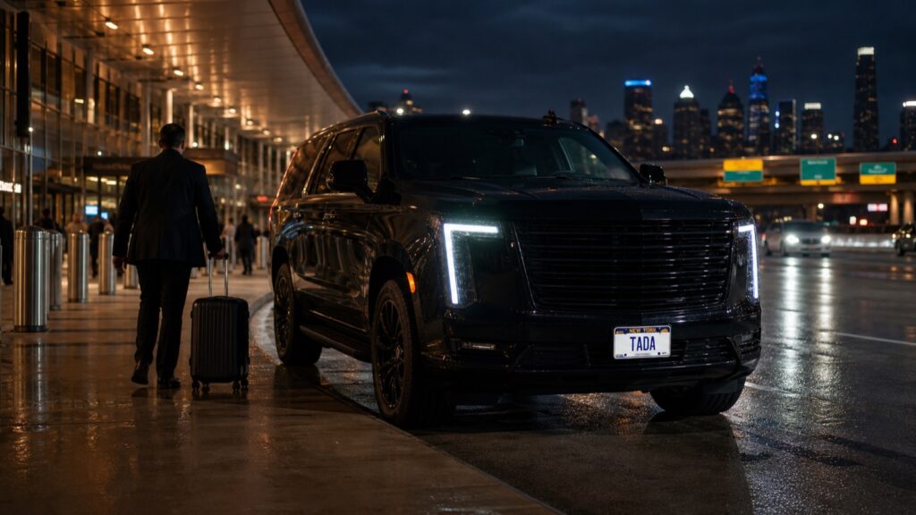 TADA private SUV at Newark Airport for a late-night North Jersey pickup