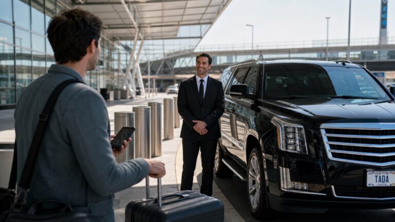 Traveler meeting a TADA driver at LaGuardia Airport