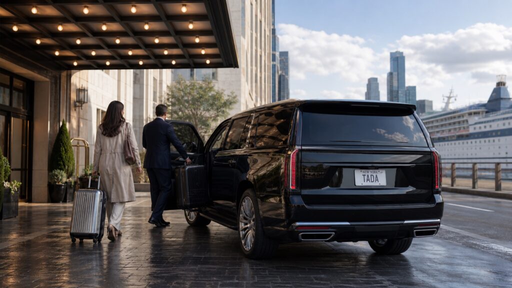 TADA private SUV transferring cruise travelers from a Manhattan hotel