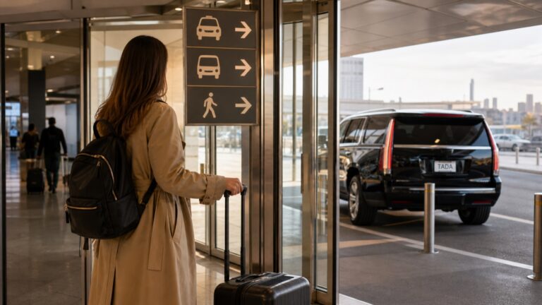 First-time traveler meeting a TADA airport vehicle in New York
